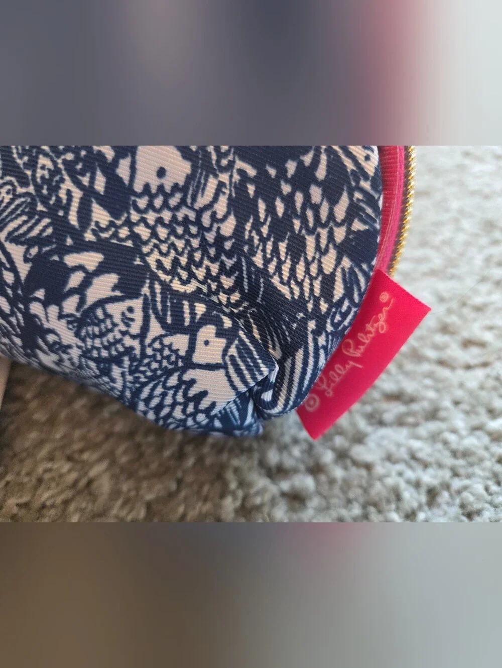 Lilly Pulitzer X Target Pink & Blue Fish Print Cosmetic Pouch Make Up Bag